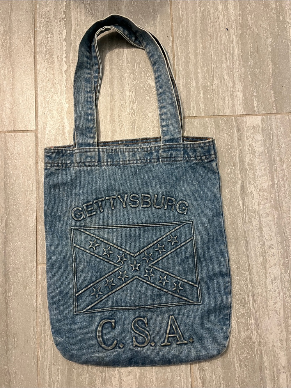 Gettysburg Denim Shoulder Tote Bag in Blue